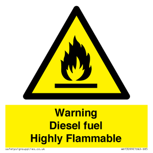 Warning diesel fuel Highly Flammable
